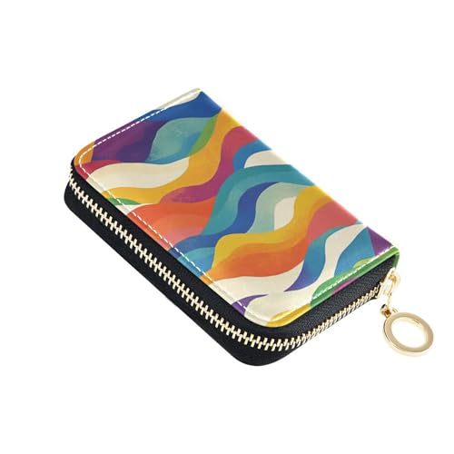 siphylline Farbenfrohes Kartenetui aus Leder für Damen mit 9 Kartenfächern, RFID-blockierend, kleines Kreditkartenetui für Damen mit Reißverschluss von siphylline