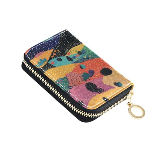 siphylline Farbenfrohes Kartenetui aus Leder mit 9 Kartenfächern, RFID-blockierend, Damen-Kartenhalter mit Reißverschluss von siphylline