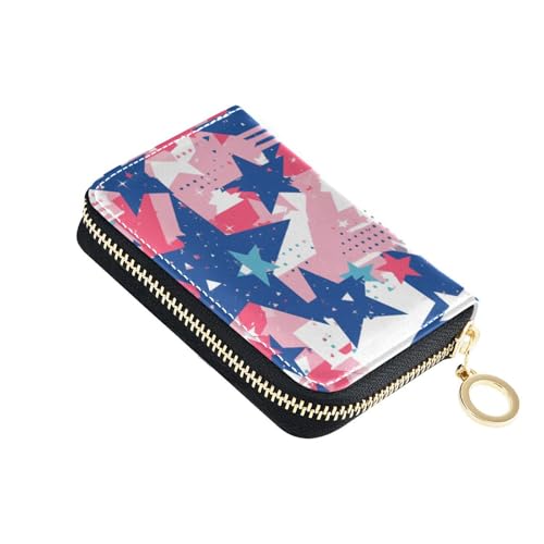 siphylline Farbenfrohes Kartenetui aus Leder mit Sternen, RFID-blockierend, mit Reißverschluss von siphylline
