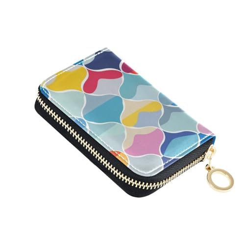 siphylline Farbenfrohes Leder-Kartenetui für Damen, mit 9 Kartenfächern, RFID-blockierendem Kartenhalter für Herren, mit Reißverschluss von siphylline