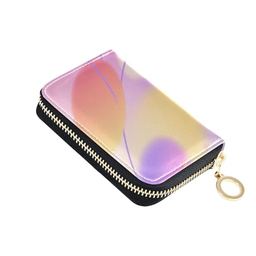 siphylline Farbiges, unregelmäßiges, abstraktes Leder-Kreditkartenetui mit 9 Kartenfächern, RFID-blockierender Kreditkartenschutz mit Reißverschluss von siphylline