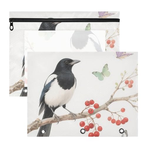 siphylline Federmäppchen, 3 Löcher, 3 Locher, für A4-Papier, Briefe, 2 Stück, Schüler, Schulanfang, Schwarz-Weiß, Vogel, Beerenrot siphylline Federmäppchen, 3 Löcher, 3 Locher, für A4-Papier, Briefe, 2 Stück, Schüler, Schulanfang, Schwarz-Weiß, Vogel, Beerenrot von siphylline