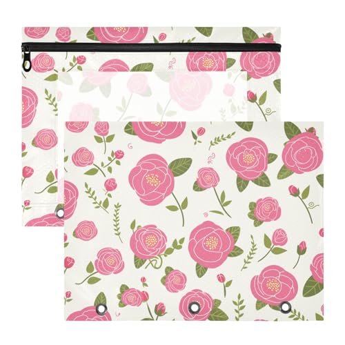 siphylline Federmäppchen, 3 Löcher, 3 Löcher, Tasche für A4-Papier, Briefe, 2 Stück, Schüler, Klasse, einfache Frühlingsrose, Pfirsich von siphylline