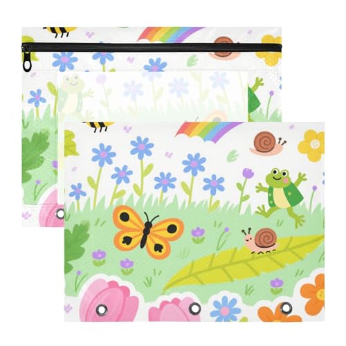 siphylline Federmäppchen, Mehrzweck-Aufbewahrungstasche für A4-Papier, Briefe, 2 Stück, Studenten, College-Zubehör, kindlicher Schmetterling, Regenbogen, Blume, Biene, bunt siphylline Federmäppchen, Mehrzweck-Aufbewahrungstasche für A4-Papier, Briefe, 2 Stück, Studenten, College-Zubehör, kindlicher Schmetterling, Regenbogen, Blume, Biene, bunt von siphylline