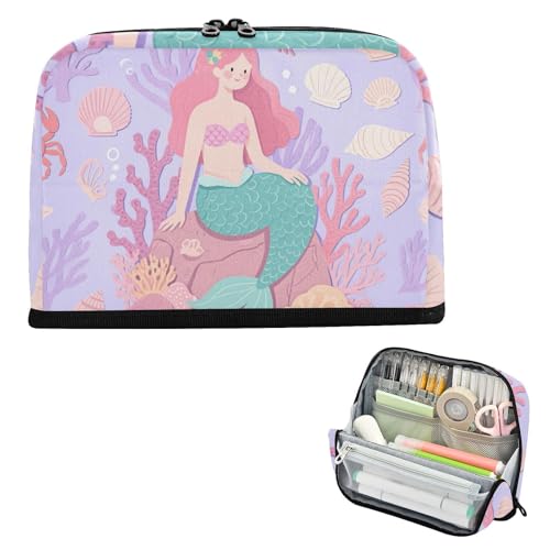 siphylline Federmäppchen, großes Fassungsvermögen, großes Schreibwaren, Stiftetasche für Studenten, Schule, Verträumte Meerjungfrau von siphylline