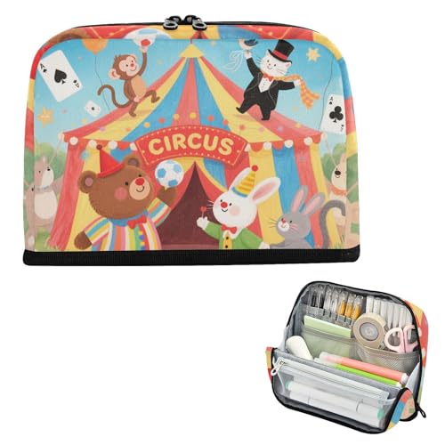 siphylline Federmäppchen, großes Fassungsvermögen, weiches Schreibwaren-Organizer für Kinder, Schulbedarf, Cartoon- und niedlicher bunter Zirkus von siphylline