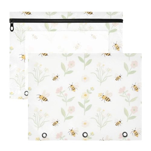 siphylline Federmäppchen, stabile Aufbewahrungstasche für A4-Papier, Briefe, 2 Stück, Studenten, Zuhause, weiche Farbe, Bienen, rosa Blume siphylline Federmäppchen, stabile Aufbewahrungstasche für A4-Papier, Briefe, 2 Stück, Studenten, Zuhause, weiche Farbe, Bienen, rosa Blume von siphylline