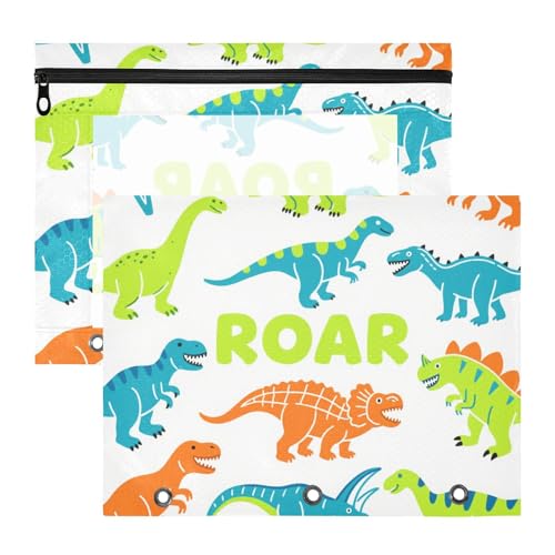 siphylline Federmäppchen, transparent, 3 Löcher, Tasche für 3 Ringe, 2 Stück, Studenten, Kunstbedarf, Aufbewahrung, Cartoon-Dinosaurier, brüllendes Orange, Schwarz siphylline Federmäppchen, transparent, 3 Löcher, Tasche für 3 Ringe, 2 Stück, Studenten, Kunstbedarf, Aufbewahrung, Cartoon-Dinosaurier, brüllendes Orange, Schwarz von siphylline