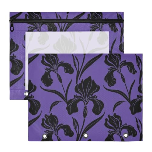 siphylline Federmäppchen, transparent, 3 Löcher, für A4-Papier, Briefe, 2 Stück, Lehrer, Schulanfang, Indigo, Schwarz, Blume, trendig siphylline Federmäppchen, transparent, 3 Löcher, für A4-Papier, Briefe, 2 Stück, Lehrer, Schulanfang, Indigo, Schwarz, Blume, trendig von siphylline