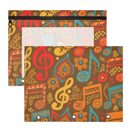 siphylline Federmäppchen mit 3 Löchern, 3 Löchern, für A4-Papier, Briefe, 2 Stück, Lehrer, Klassenzimmer, Boho-Blumen, Musikmuster siphylline Federmäppchen mit 3 Löchern, 3 Löchern, für A4-Papier, Briefe, 2 Stück, Lehrer, Klassenzimmer, Boho-Blumen, Musikmuster von siphylline
