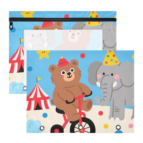 siphylline Federmäppchen mit 3 verstärkten Ösen, Taschenordner für A4-Papier, Briefe, 2 Stück, Lehrer, Klasse A, niedlicher Cartoon und bunter Zoo siphylline Federmäppchen mit 3 verstärkten Ösen, Taschenordner für A4-Papier, Briefe, 2 Stück, Lehrer, Klasse A, niedlicher Cartoon und bunter Zoo von siphylline