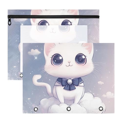 siphylline Federmäppchen mit Sichtfenster, Kunststoff, für A4-Papier, Briefe, 2 Stück, Lehrer, Büro, niedliche Cartoon-Katze siphylline Federmäppchen mit Sichtfenster, Kunststoff, für A4-Papier, Briefe, 2 Stück, Lehrer, Büro, niedliche Cartoon-Katze von siphylline