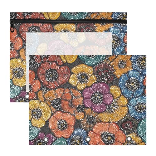 siphylline Federmäppchen mit Sichtfenster für A4-Papierbriefe, 2 Stück, Studenten, Klassenzimmer, böhmische Blumenblüten von siphylline