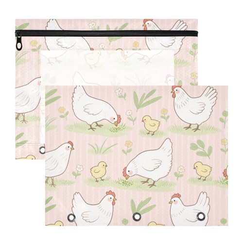 siphylline Federmäppchen mit glatten Reißverschlüssen, 3-Lochung für A4-Papier, Briefe, 2 Stück, Lehrer, College, Zubehör, Kükenhenne, Tier, rustikales Bauernhof-Blumenmuster, rosa gestreift siphylline Federmäppchen mit glatten Reißverschlüssen, 3-Lochung für A4-Papier, Briefe, 2 Stück, Lehrer, College, Zubehör, Kükenhenne, Tier, rustikales Bauernhof-Blumenmuster, rosa gestreift von siphylline