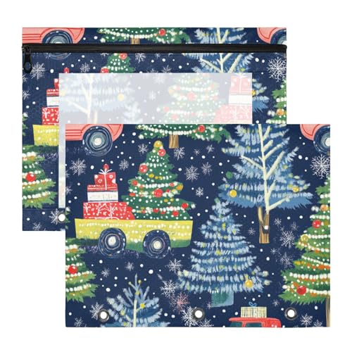 siphylline Federmäppchen mit glatten Reißverschlüssen, 3-Lochung für A4-Papier, Briefe, 2 Stück, Lehrerklasse, Weihnachten, LKW, Bäume, Winter siphylline Federmäppchen mit glatten Reißverschlüssen, 3-Lochung für A4-Papier, Briefe, 2 Stück, Lehrerklasse, Weihnachten, LKW, Bäume, Winter von siphylline