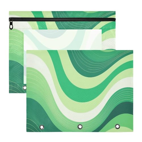 siphylline Federmäppchen mit glatten Reißverschlüssen, Taschenordner für A4-Papier, Briefe, 2 Stück, für Lehrer, Schule, Studenten, Lehrerbedarf, abstrakte Kunst, Wellen, Grün siphylline Federmäppchen mit glatten Reißverschlüssen, Taschenordner für A4-Papier, Briefe, 2 Stück, für Lehrer, Schule, Studenten, Lehrerbedarf, abstrakte Kunst, Wellen, Grün von siphylline