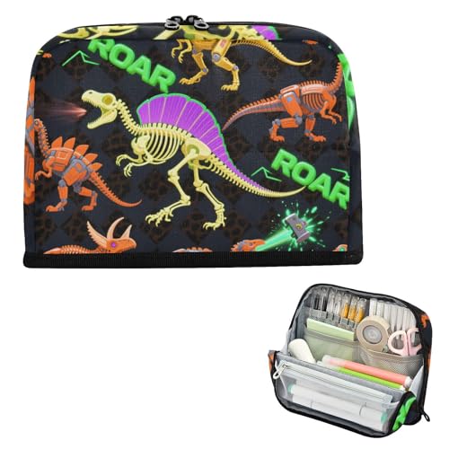 siphylline Federmäppchen mit großem Fassungsvermögen, Make-up-Tasche, Mehrzweck-Schreibwaren-Organizer für Herren, Kindergarten, Mecha, Dinosaurier, brüllender T-Rex, Orange / Schwarz siphylline Federmäppchen mit großem Fassungsvermögen, Make-up-Tasche, Mehrzweck-Schreibwaren-Organizer für Herren, Kindergarten, Mecha, Dinosaurier, brüllender T-Rex, Orange / Schwarz von siphylline