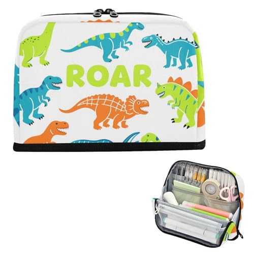 siphylline Federmäppchen mit großem Fassungsvermögen, Make-up-Tasche, großer Aufbewahrungs-Organizer für Herren, Schulbedarf, Cartoon-Dinosaurier, brüllend, Orange, Schwarz siphylline Federmäppchen mit großem Fassungsvermögen, Make-up-Tasche, großer Aufbewahrungs-Organizer für Herren, Schulbedarf, Cartoon-Dinosaurier, brüllend, Orange, Schwarz von siphylline