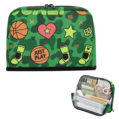 siphylline Federmäppchen mit großem Fassungsvermögen, Make-up-Tasche mit Fach, Schreibwaren-Aufbewahrung für Mädchen, Kindergarten, Tier-Punkte, Leopardenmuster, grünes Kugelmuster siphylline Federmäppchen mit großem Fassungsvermögen, Make-up-Tasche mit Fach, Schreibwaren-Aufbewahrung für Mädchen, Kindergarten, Tier-Punkte, Leopardenmuster, grünes Kugelmuster von siphylline