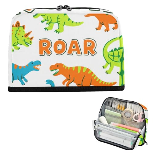 siphylline Federmäppchen mit großem Fassungsvermögen, Mehrzweck-Schreibwaren, Federmäppchen für Mädchen, Schulbedarf, brüllender T-Rex-Ankylosaurus, Weiß / Grün von siphylline