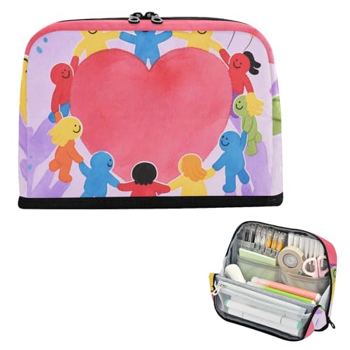 siphylline Federmäppchenhalter, große Kapazität, Make-up, tragbar, Stifthalter für Erwachsene, Mittelschule, Herzen, kleine süße Menschen von siphylline