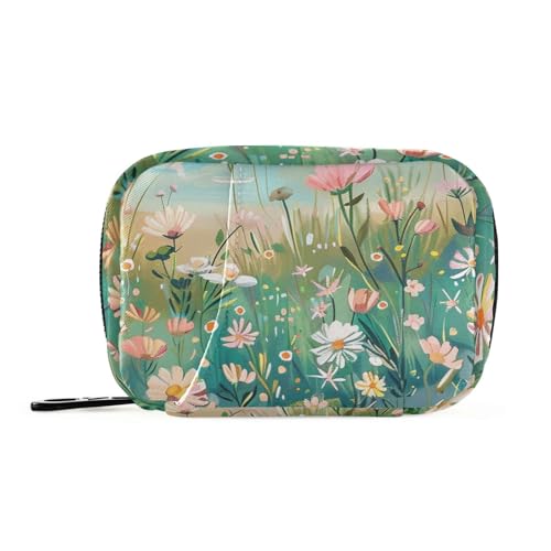 siphylline Fields Wildblumen-Arzttasche mit abnehmbaren Fächern, praktischer, tragbarer Pillen-Organizer, Grün, Fields Wildblumen, Grün von siphylline