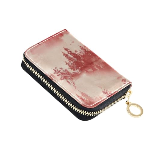 siphylline Foggy Safari Geldbörse aus rotem Leder für Karten mit 9 Kartenfächern, RFID-blockierendem Kartenhalter mit Reißverschluss von siphylline