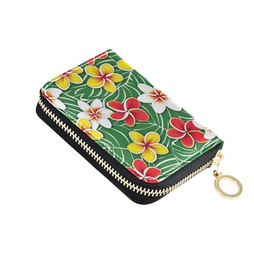 siphylline Geldbörse aus Leder mit tropischem Hawaii-Muster, mit 9 Kartenfächern, RFID-blockierend, kleines Kreditkartenetui für Damen, mit Reißverschluss von siphylline