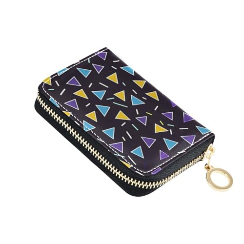 siphylline Geometrische Leder-Kreditkarten-Geldbörse für Herren mit 2 Geldfächern, RFID-blockierende Kartenhalter mit Reißverschluss von siphylline
