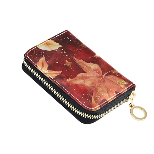 siphylline Glitzernde Leder-Kartenetuis für Damen, mit 2 Geldfächern, RFID-blockierendem Kreditkartenetui mit Reißverschluss, Rot von siphylline