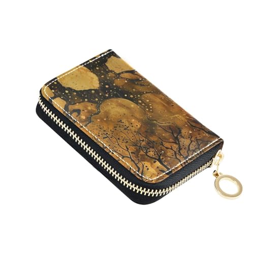 siphylline Gold Tree Kartenetui aus Leder für Herren, mit 9 Kartenfächern, RFID-blockierendem Kartenhalter für Herren, mit Reißverschluss von siphylline