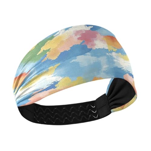 siphylline Gouache-Regenbogen-Stirnbänder für Damen, kühlend, breit, elastischer Kopf für Damen, zum Waschen des Gesichts, für den täglichen Gebrauch, Wandern, täglichen Gebrauch von siphylline