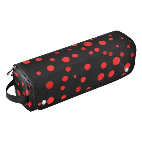 siphylline Haarwerkzeug-Reisetasche mit hitzebeständigem Pad, großes Fassungsvermögen, Haar-Werkzeug-Organizer für Lockenstab Glätteisen, flacher Haartrockner, schwarze rote Punkte, von siphylline