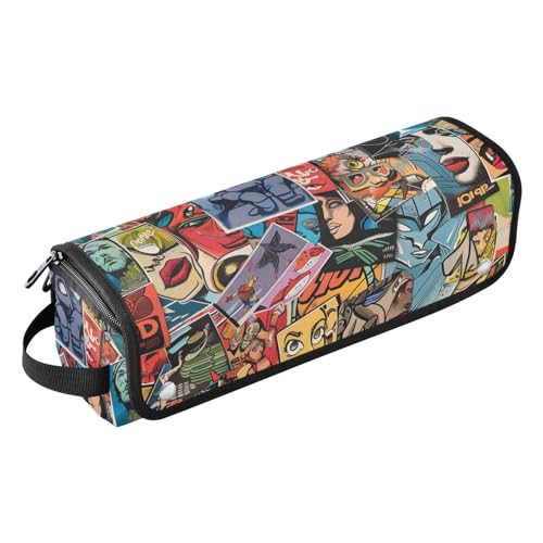 siphylline Haarwerkzeug-Reisetasche mit hitzebeständiger Matte, wasserdicht, flacher Lockenstab, Reise-Organizer für heiße Werkzeuge, Lockenstab und Glätteisen, Haarvolumizer, Cartoon-Collage, von siphylline