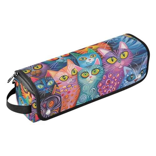 siphylline Hair Tools Reisetasche und hitzebeständige Matte mit Reißverschluss, wasserdicht, Reise-Organizer für Glätteisen, heiße Werkzeuge und Haarpflege-Zubehör, bunte Katzen-Reisetasche für von siphylline