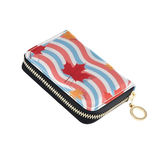 siphylline Herren-Geldbörse aus Ahornblättern, Leder, mit 9 Kartenfächern, RFID-blockierend, kleiner Kartenhalter mit Reißverschluss von siphylline