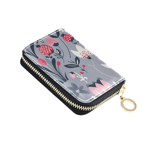 siphylline Herren-Geldbörse aus Leder mit Blumenmuster, mit 2 Geldfächern, RFID-blockierend, Kreditkartenetui für Herren, mit Reißverschluss von siphylline