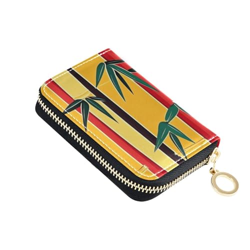 siphylline Herren-Geldbörse aus Leder mit Pflanzenstreifen, Kreditkartenetui mit 9 Kartenfächern, RFID-blockierendem Kartenhalter mit Reißverschluss von siphylline