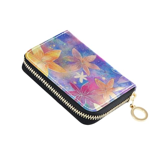 siphylline Herren-Geldbörse aus Leder mit buntem Blumenmotiv, mit RFID-blockierendem Kreditkartenetui mit Reißverschluss von siphylline