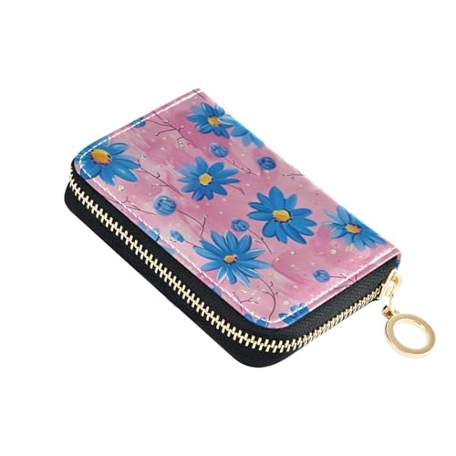 siphylline Herren-Geldbörse mit Kartenhalter und RFID-blockierendem Kartenetui mit Reißverschluss, Gänseblümchenmuster, Leder, Blush Blue von siphylline