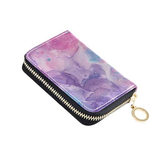 siphylline Herren-Geldbörse mit Kreditkartenetui aus abstraktem Leder mit RFID-blockierendem Kreditkartenetui mit Reißverschluss, Violett/Blau/Türkis von siphylline
