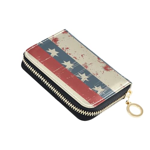 siphylline Herren-Geldbörse mit amerikanischer Flagge, Leder, mit RFID-blockierendem Kartenhalter für Damen, mit Reißverschluss von siphylline