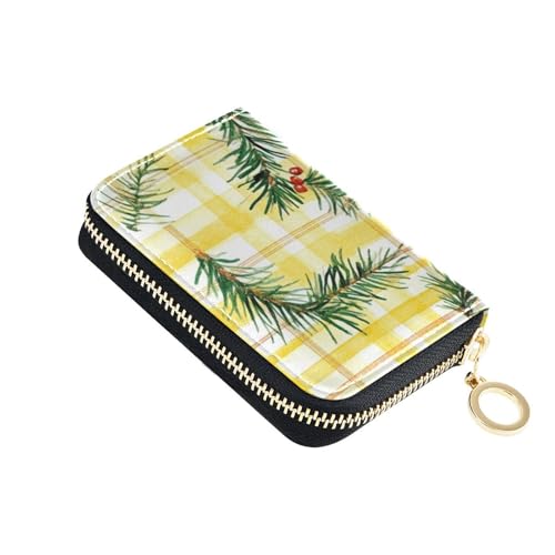 siphylline Holly Berries Herren-Geldbörse aus Leder, mit 9 Kartenfächern, RFID-blockierend, kleiner Kartenhalter mit Reißverschluss, Gelb von siphylline