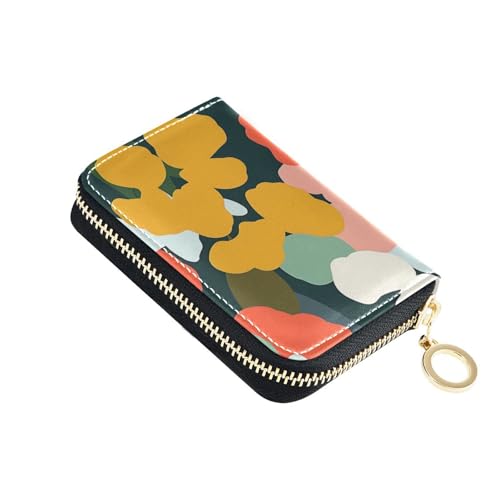 siphylline Hortensienaminimalistisches, buntes Kartenetui aus Leder mit 2 Geldfächern, RFID-blockierendem Kartenhalter für Herren mit Reißverschluss von siphylline