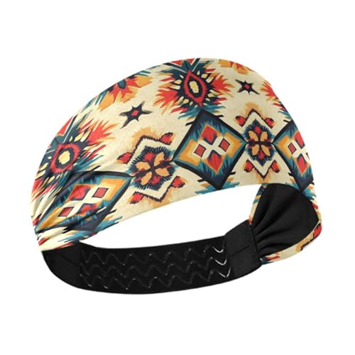siphylline Indische geometrische Formen, Muster, digitale Kunst, bunt, rutschfest? Dicke Stirnbänder für Damen, dehnbarer Schweiß für Make-up, den täglichen Gebrauch, Basketball, Volleyball von siphylline