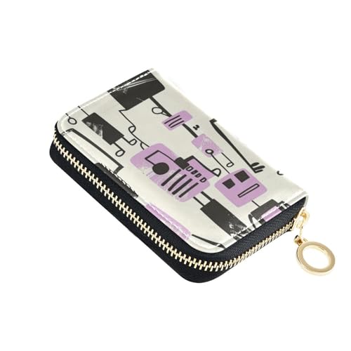 siphylline Jon Klassen Herren-Geldbörse mit Roboter-Design, Leder, mit 9 Kartenfächern, RFID-blockierend, mit Reißverschluss, Violett von siphylline