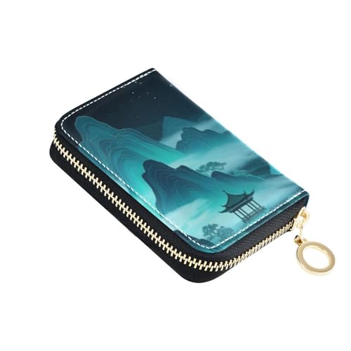 siphylline Kartenetui aus Leder für Damen, mit RFID-blockierendem Kartenhalter mit Reißverschluss, Grün von siphylline