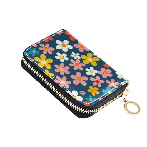 siphylline Kartenetui aus Leder im Retro-Stil mit 9 Kartenfächern, RFID-blockierend, mit Reißverschluss, Blau von siphylline