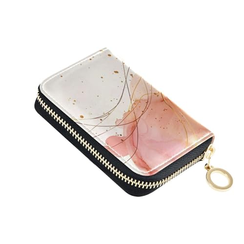 siphylline Kartenetui aus Leder mit 2 Geldfächern, RFID-blockierend, mit Reißverschluss, goldfarben / Orange von siphylline