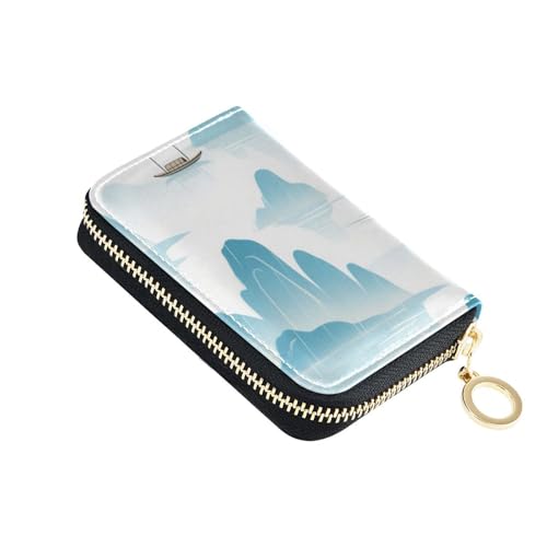 siphylline Kartenetui aus Leder mit 9 Kartenfächern, RFID-blockierend, mit Reißverschluss, Blau von siphylline